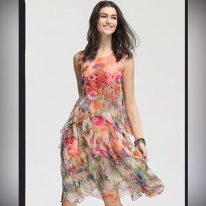 Floryday‎ size m multicolor floral flowy dress sleeveless print